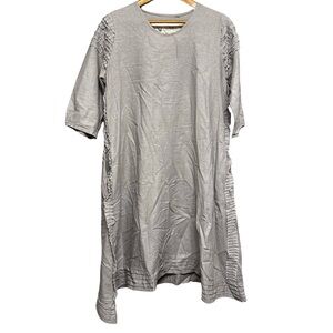 Farmhouse Frocks Gray Flowy Linen Ruffle Dress Medium Lagenlook Cottagecore